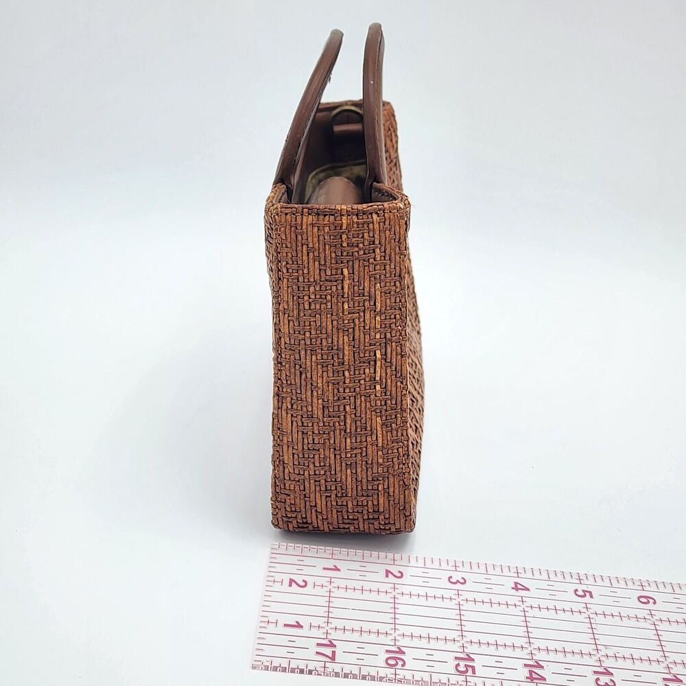 Fossil Vintage Woven Straw Rattan Small Structured Purse Handbag Brown - Picture 10 of 10